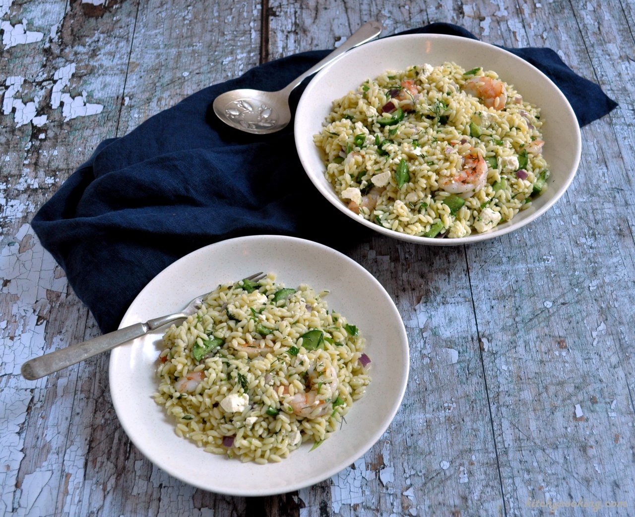 Roasted Shrimp and Orzo Salad - Kitchy Cooking